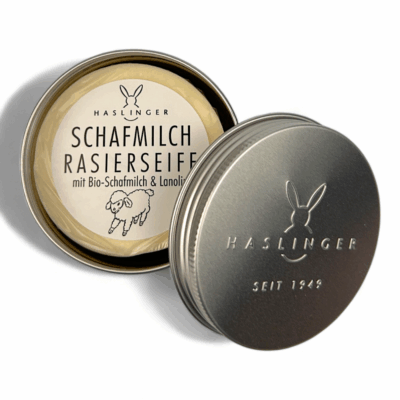 Haslinger Rasierseife Schafmilch 60g, In der Dose