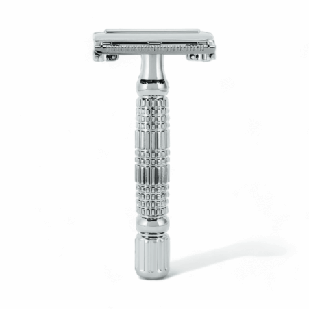 Rockwell Rasierhobel R1 Butterfly White Chrome, Double Edge, geschlossener Kamm
