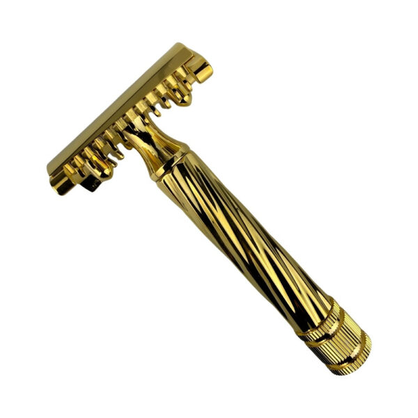 Fatip Rasierhobel Lo Storto Slant Gold, offener Kamm, Double Edge