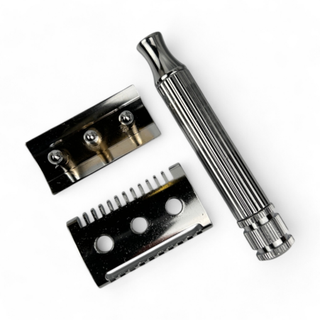 Fatip Rasierhobel Ibrido Grande Chrom, geschlossener & offener Kamm