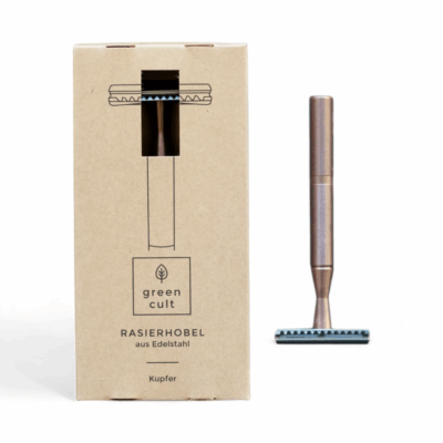 Greencult Rasierhobel Kupfer, aus Edelstahl, Double Edge, geschlossener Kamm
