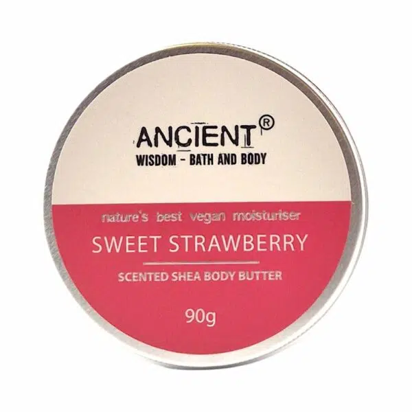 Ancient Wisdom Shea Körperbutter Sweet Strawberry 90g, verführerisch duftend nach Erdbeer