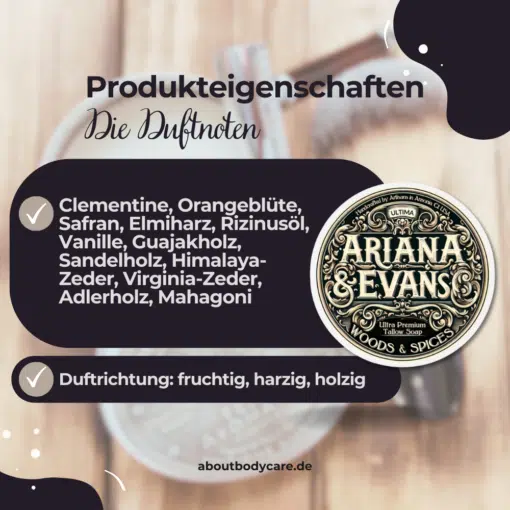 Ariana & Evans Rasierseife Wood & Spices 148ml1