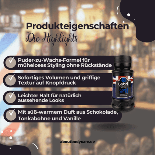 Gabri Professional Haarstylingpuder Volumen und Styling 21g1