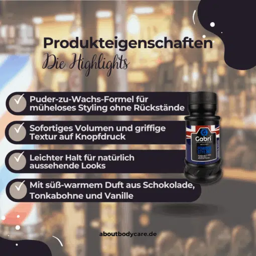 Gabri Professional Haarstylingpuder Volumen und Styling 21g1