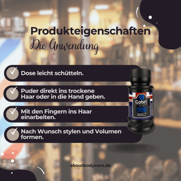 Gabri Professional Haarstylingpuder Volumen und Styling 21g2